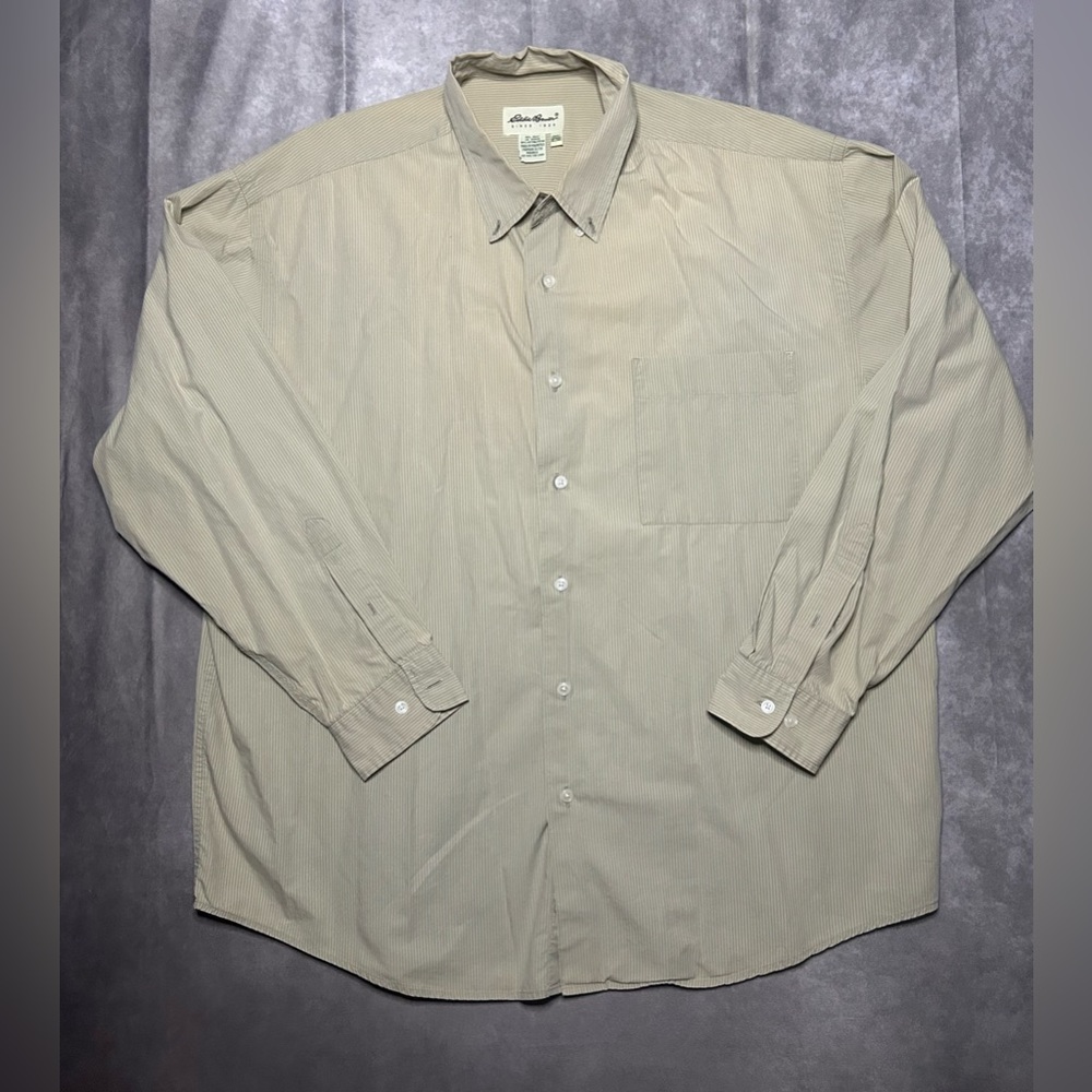Eddie Bauer Shirt Mens XL beige  Long Sleeve Button Up Casual